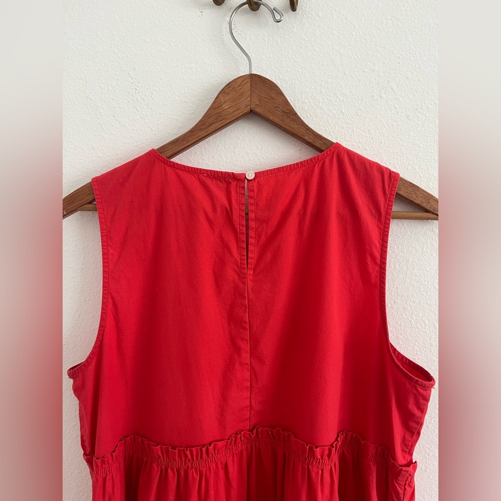 J.Crew Sleeveless Tiered Sleeveless Midi Dress Coral Pink size 12 Boho - Picture 7 of 11